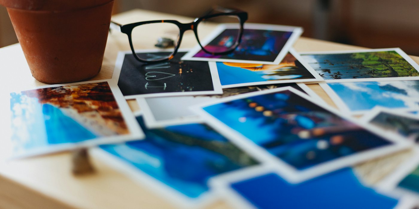 clear eyeglasses on post cards
